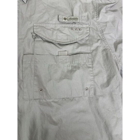 Columbia PFG Short Sleeve Button Down Shirt Men's Size Medium Beige - Picture 4 of 11